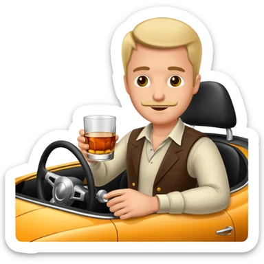 fast car driver drinking whiskey sticker