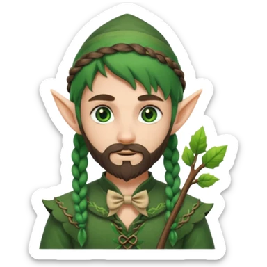 Forest elf with braided beard and bow sticker