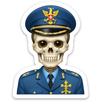 generate a very realistic skeleton in Ukrainian military uniform sticker