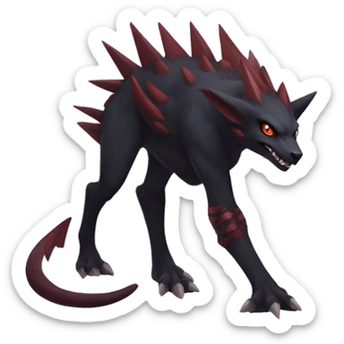 cool edgy black and maroon Dark-type nargacuga Salandite Pokémon full body by LiLaiRa, by Falvie sticker