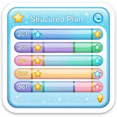 Emoji of structured plan roadmap with sparkles, wellness program, clean flat emoji, pastel colors sticker