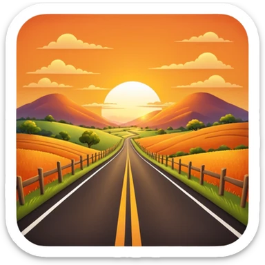 country road with sunset sticker