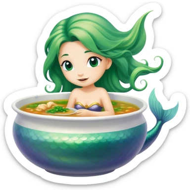 Mermaid in a soup bowl sticker