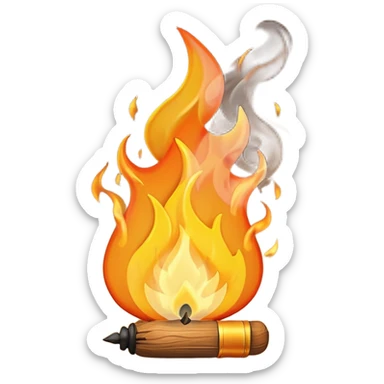 a lit match with a burning flame, simple and clear sticker