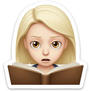 человек читает быстро, лицо испуганно sticker
