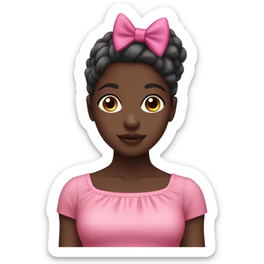 Darkskin girl with a pink dress and pink bow  sticker