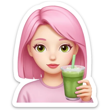 Summer Girl with iced pink matcha  sticker