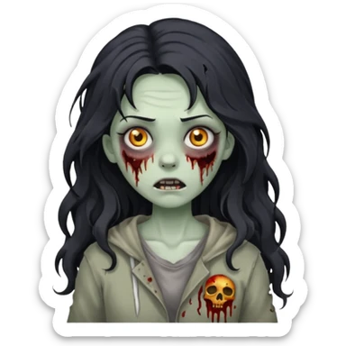 garota zumbi com cabelo preto ondulado longo  sticker