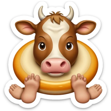 Planeta Saturno con cuerpo de vaca y pies de humano sticker