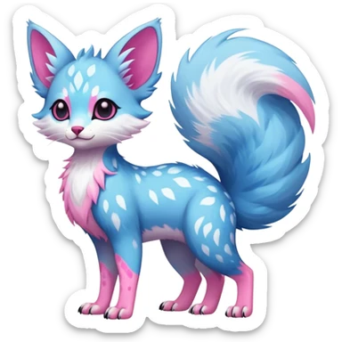 Epic Feral Rare Fantasy shiny pastel Vernid-Trico-species by LiLaiRa, random markings, tufted tail, tufted ears, full body sticker