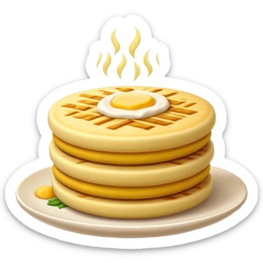 Cinematic Realistic Arepas Dish Emoji, depicted as golden cornmeal cakes filled with savory ingredients rendered with lifelike textures and warm, inviting lighting. sticker