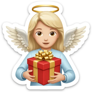 angel with present flying sticker