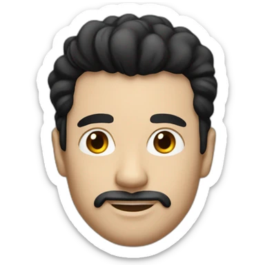 man with black hair and white tuft sticker