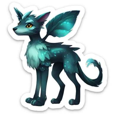 Cool cute Kawaii edgy fantasy shiny animal  fursona Fionbri vernid by griffsnuff & LiLaiRa & Falvie full body sticker