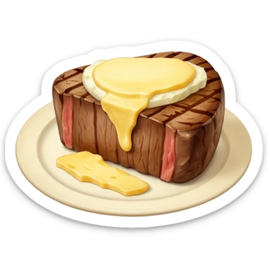 butter on steak with patato sticker