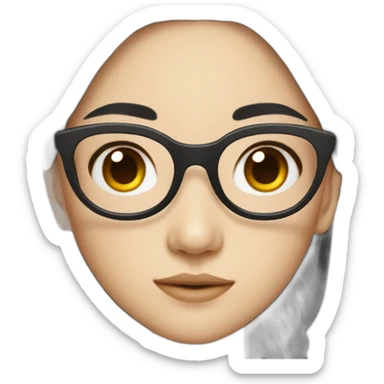 chinese girl with black long hair with glasses sticker