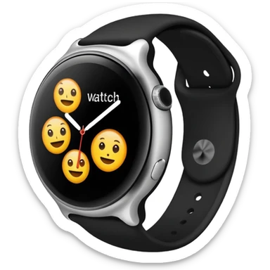 a black apple watch in the style of an ios emoji  sticker