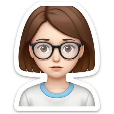 Sick girl with brown hair and glasses sticker