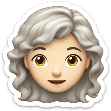 White skin, Young Asian Woman, Dark Brown Hair, Long Hair, Wavy, Closed Smile, Beautiful Model sticker