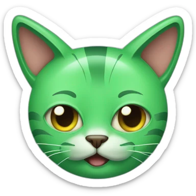 Green cat with ovni ears acting like crazy sticker