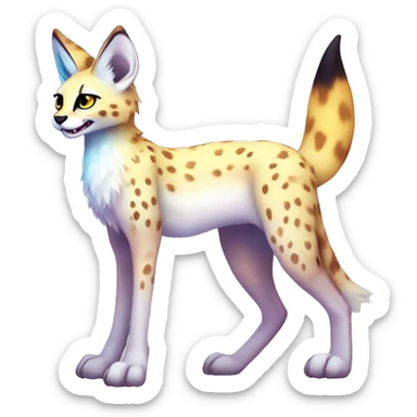 Cute Kawaii Epic Ethereal Sparkly Colorful Sergal-Serval-Vernid full body sticker