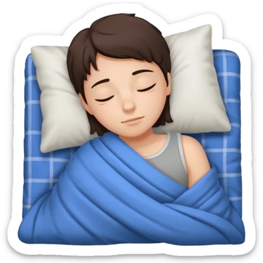 middle school student peacefully sleeping in bed, cozy blanket, relaxed expression, simple background sticker