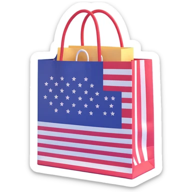 shopping bag with USA flag pattern sticker