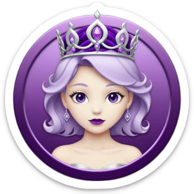 Purple shadow rose silver circle plaque with silver tiara sticker
