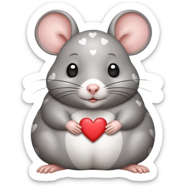 little fat rat with hearts and it should be grey with white spots sticker