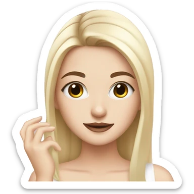 White girl with Black hair doing skincare  sticker