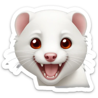 white ferret red eyes one ear sticker