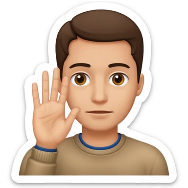 Man with hand over his face peeping through his fingers sticker