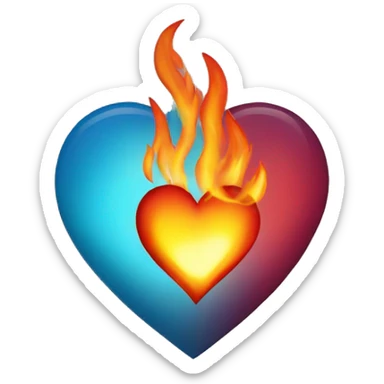 Heart on fire sticker