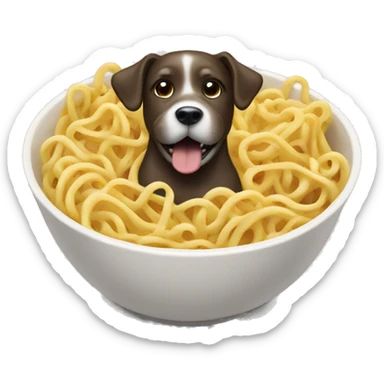 dog eating noodles sticker