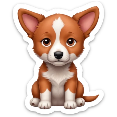 Red heeler puppy with head tilted curiously sticker