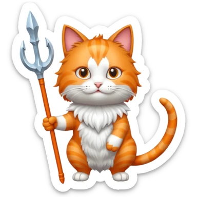 Cat holding trident sticker