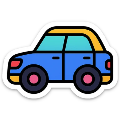 cool car, vibrant and colorful sticker