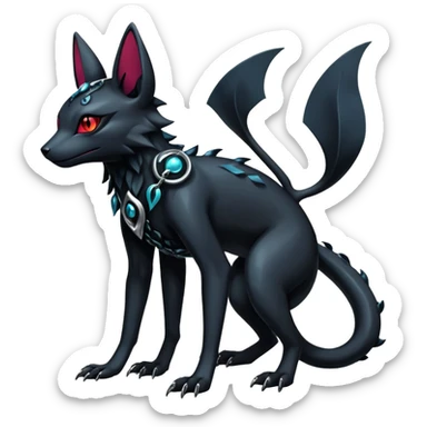 Shiny Dark Edgy Majestic Sophisticated Modern Gothic Gloomy Futuristic Cyber-Salandit-Umbreon-Delcatty-Hybrid (Full body) sticker