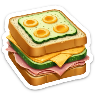 cucumber sandwich without excessive cucumber. with meat in them. bread slightly toasted. and melted cheese. make the cucumber dominant sticker