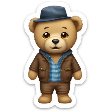 Teddy bear with outfit sticker