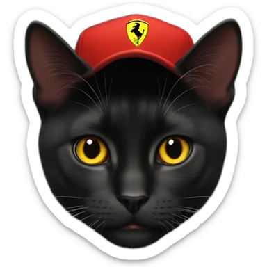 Black cat with f1 Ferrari red cap  sticker