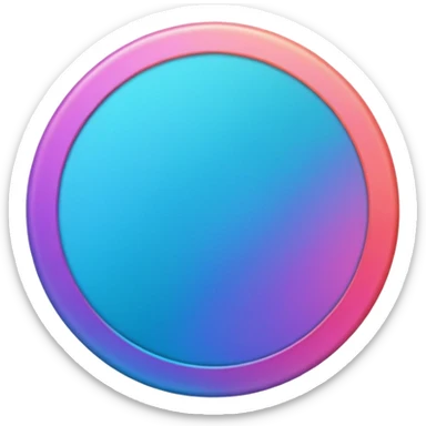 Credit coin in gradient of turquoise, blue, pink, purple, and coral as the main surface sticker