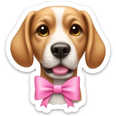 dog wearing a pink bow sticker