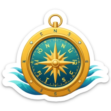 Adventure Finder
A minimal emoji-style compass with ocean waves in the background, representing adventure and exploration. Flat design, bright colors, soft shadows, white background. sticker