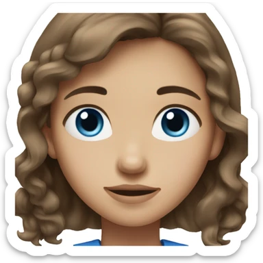 girl with medium brown hair and blue eyes  sticker