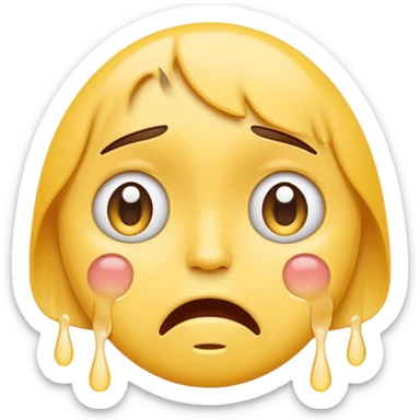 Flat crying emoji, loudly crying face like 😭, big sad eyes with tear streams from both eyes, open crying mouth, yellow flat vector style, minimal shading, modern emoji icon, transparent background, clean outline, soft glossy highlights sticker