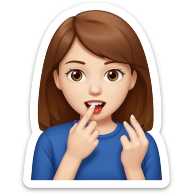 Une fille brune et blanche qui se mord un ongle avec ses dents comme si elle draguait qqn il fait que l'ongle soit entre ses dents sticker