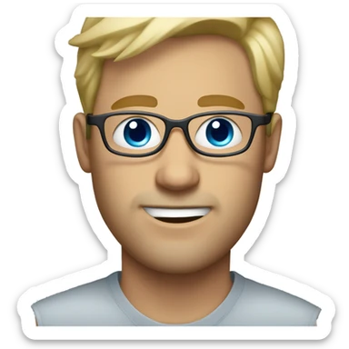 Dirty blond man with blue eyes and eyeglasses sticker
