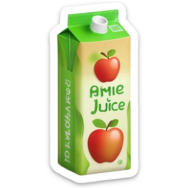 apple juice carton with a straw sticker