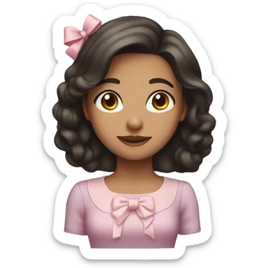 girl with dark brown hair taking a bow sticker